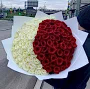 Kırmızı beyaz 101 gül buketi